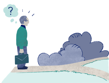 illustrazione di un uomo che si è perso